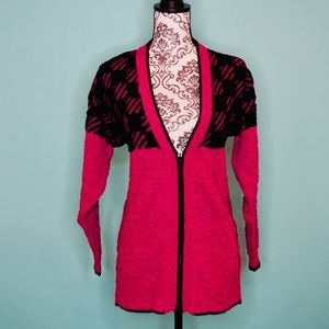 Vintage 80’s Kitty Hawk Fuschia Cable Knit Sweater